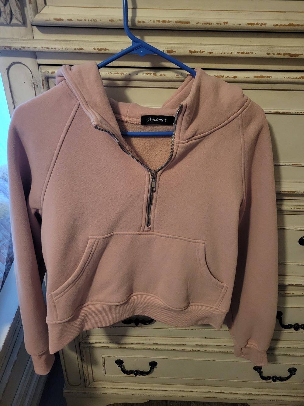 Automot Pink Half-Zip Hooded Sweatshirt